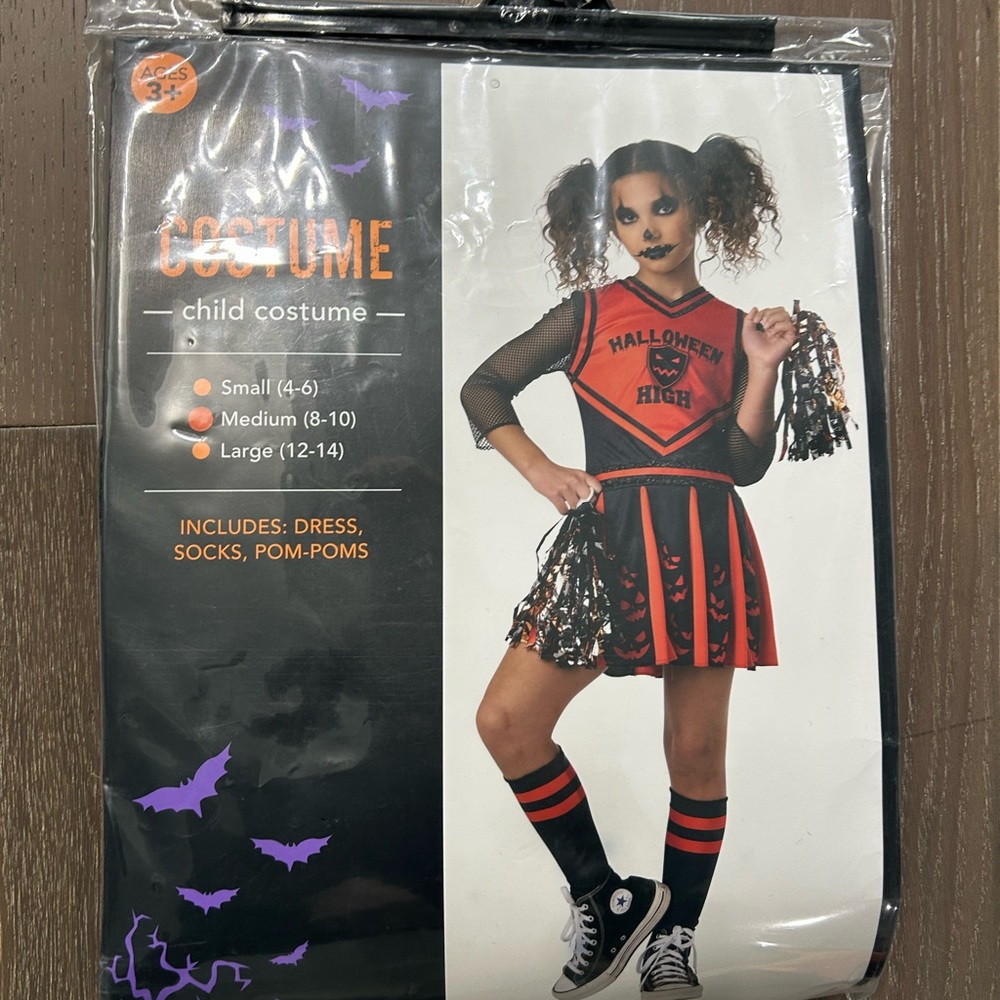 Halloween High Cheerleader Costume for Kids - Black and Orange. NWT